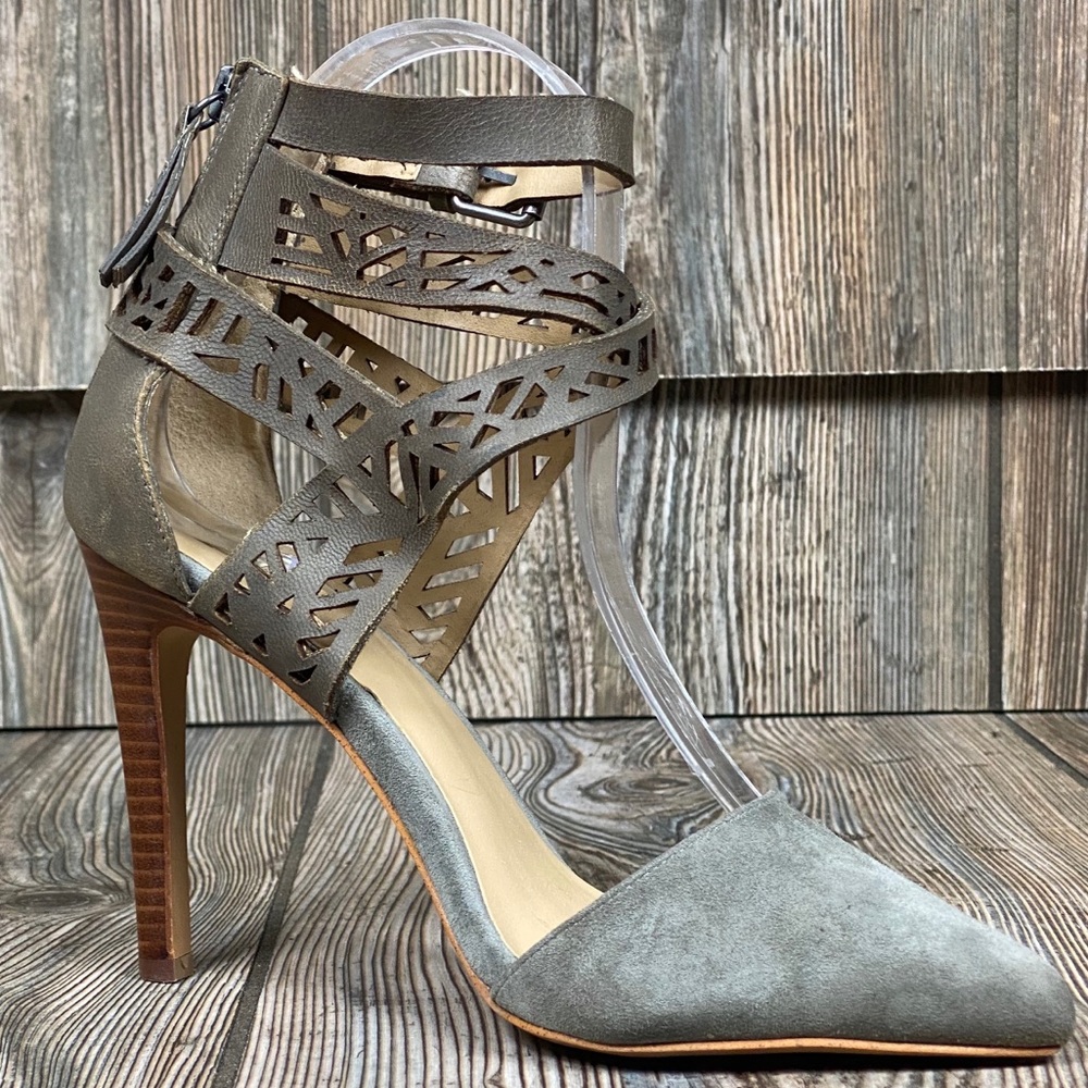 Joe's Gray Suede Stilettos 4 inch Strappy 6M Heels
